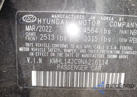 2022 Hyundai Sonata N Line Night Edition from USA, damaged, VIN KMHL14JC9NA216114